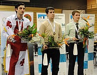 A 11. férfi egyéni EB érmesei: Jobava Baadur (2.), Napomnichtchi Ian (1.) és Timofeev Artyom (3.)